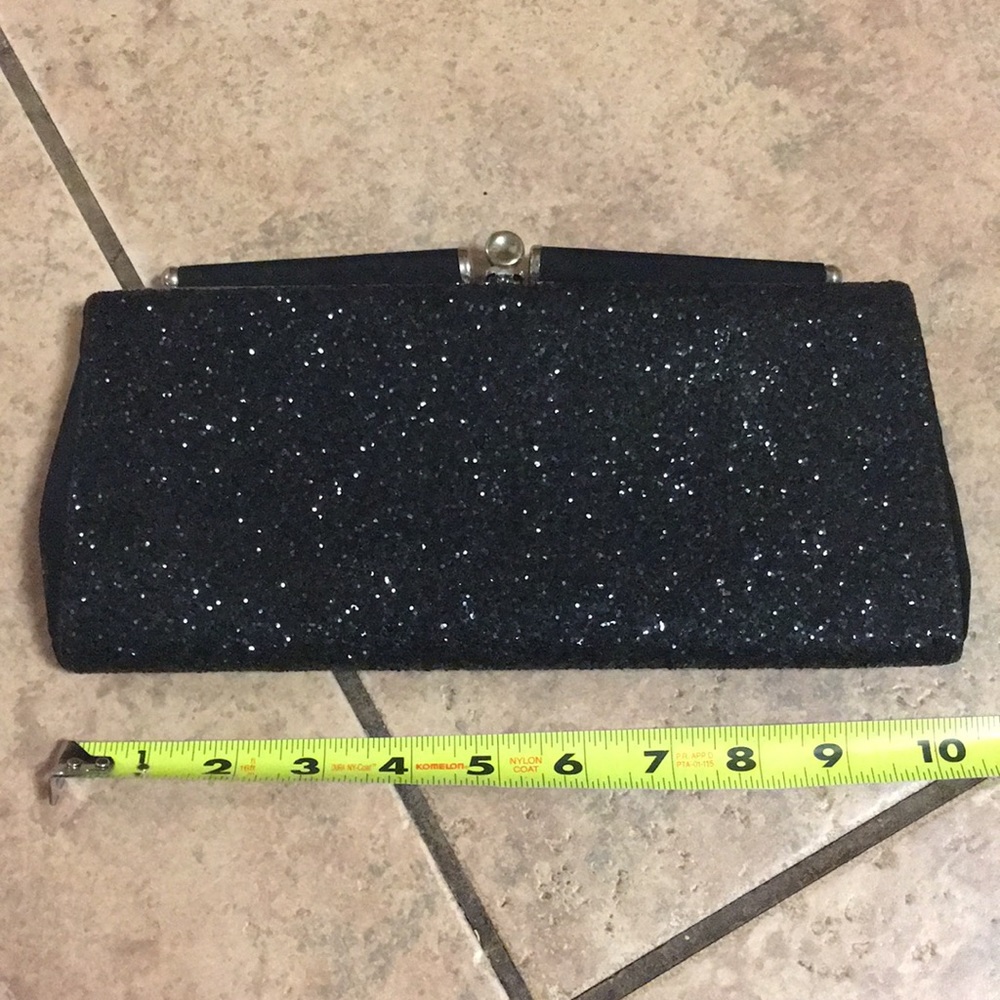 Vintage black glitter clutch